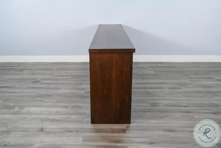 Glass Haven Dark Brown 98" Media Console with Electric Fireplace