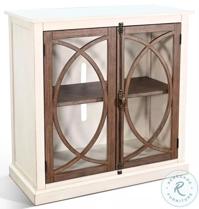 Cozy Luxe White 2 Glass Door Accent Cabinet