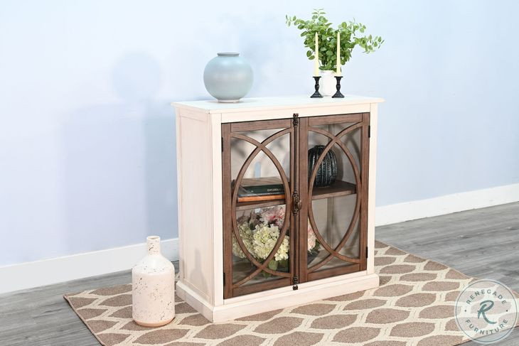 Cozy Luxe White 2 Glass Door Accent Cabinet