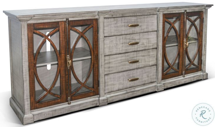 Hillside Hearth Gray 91" Media Console