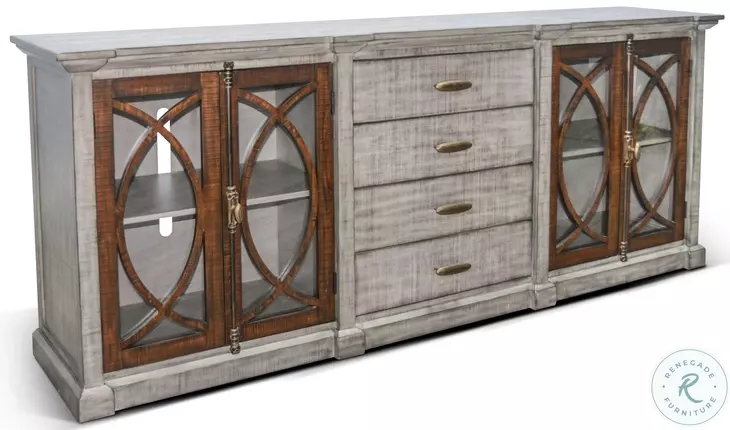 Hillside Hearth Gray 91" Media Console