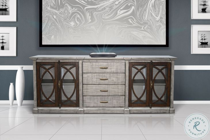 Hillside Hearth Gray 91" Media Console