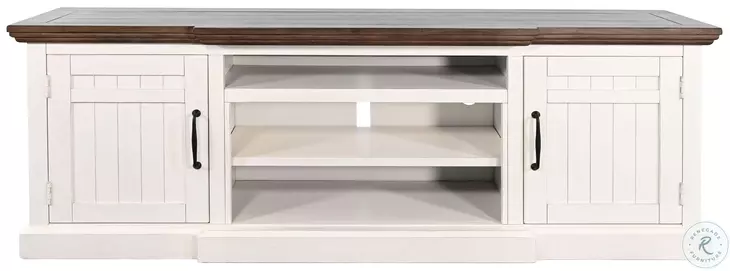 Maple Haze White 72" Media Console with Electric Fireplace