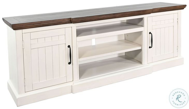 Maple Haze White 72" Media Console with Electric Fireplace