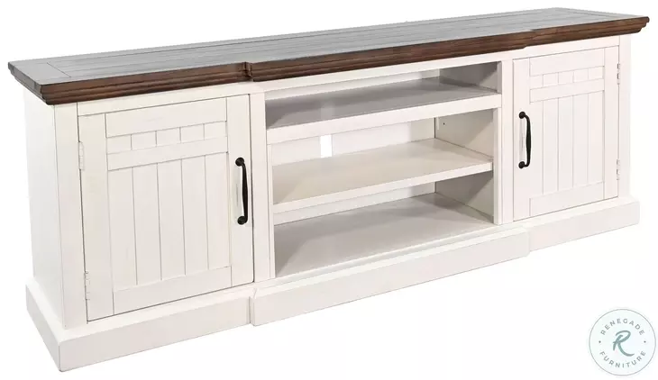 Maple Haze White 72" Media Console with Electric Fireplace