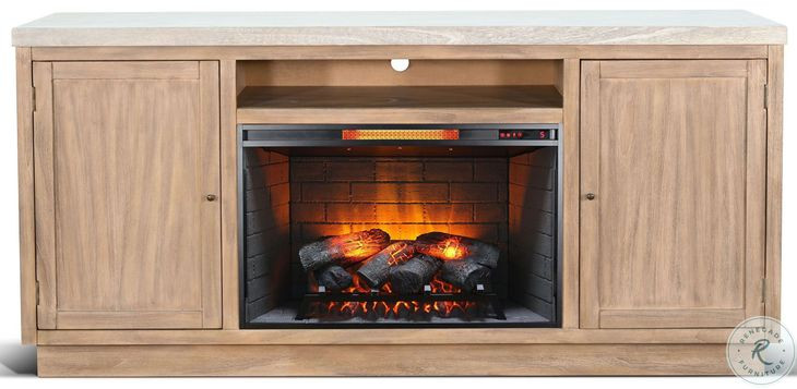 Emberline Light Gray 78" Media Console with Electric Fireplace