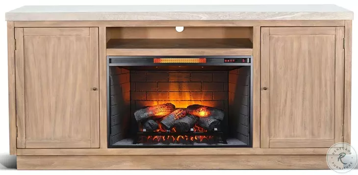 Emberline Light Gray 78" Media Console with Electric Fireplace