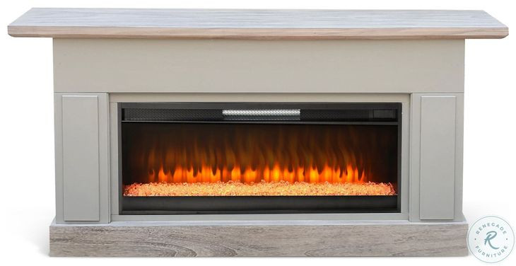 Sagewyn Wheat Pavestone 72" Media Console with Crystal Fireplace Insert