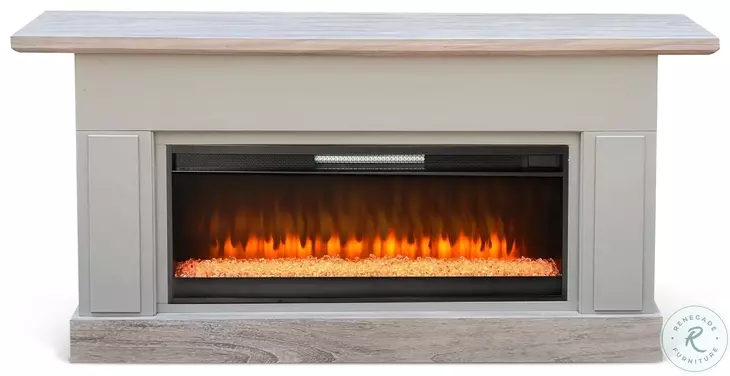 Sagewyn Wheat Pavestone 72" Media Console with Crystal Fireplace Insert