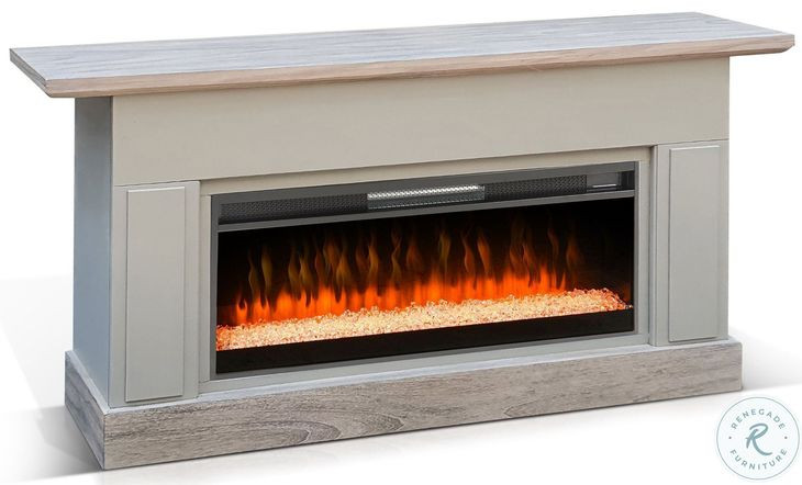 Sagewyn Wheat Pavestone 72" Media Console with Crystal Fireplace Insert