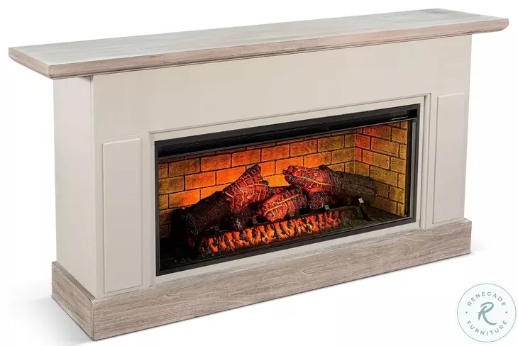 Sagewyn Wheat Pavestone 72" Media Console with Log Fireplace Insert