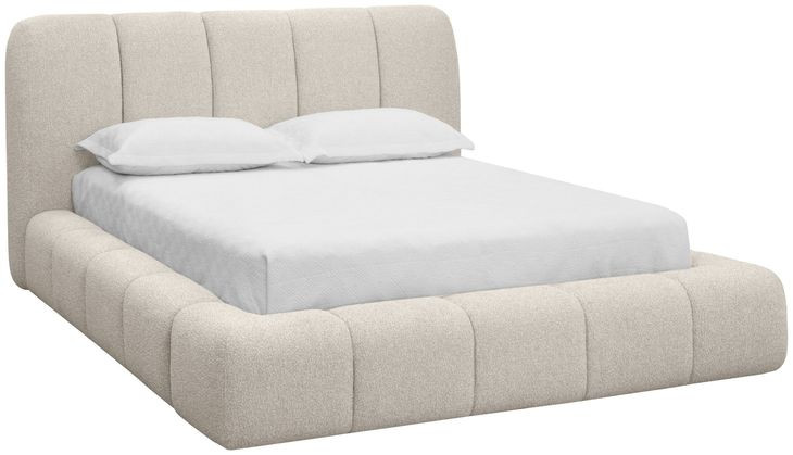 Olena Santa Cruz Oatmeal Queen Upholstered Platform Bed