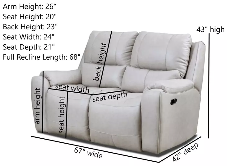 Westchester Platinum 67" Double Power Reclining Loveseat with Power Headrest and USB Charging