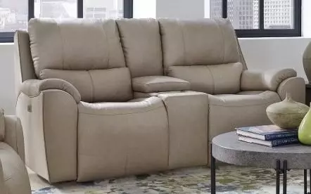 Westchester Platinum 81" Power Reclining Console Loveseat with Power Headrest and USB Charging