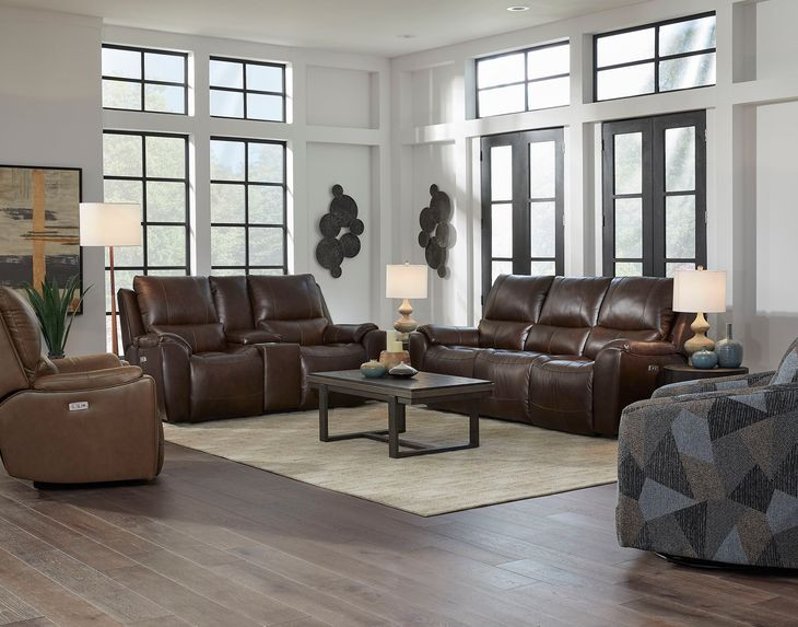 Westchester Palermo Chocolate Power Reclining 81" Console Loveseat with Power Headrest