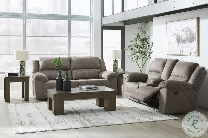 Laresview Fossil Double Reclining Console Loveseat