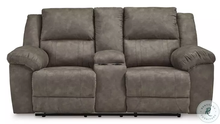 Laresview Fossil Double Reclining Console Loveseat