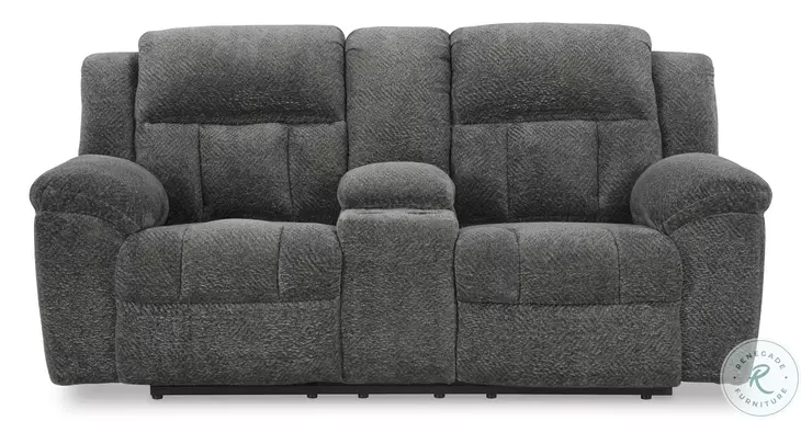 Frohn Graphite Double Reclining Console Loveseat