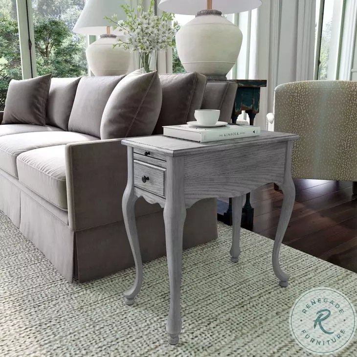 Croydon Distressed Powder Gray Side Table