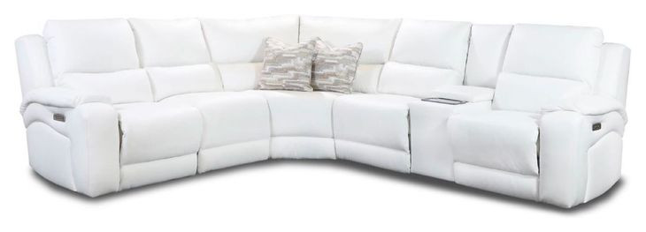 Brookfield White Leather 6 Piece Modular Zero Gravity Triple Power Reclining Sectional with USB Charging