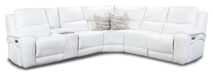 Brookfield White Leather 6 Piece Modular Zero Gravity Triple Power Reclining Sectional with USB Charging