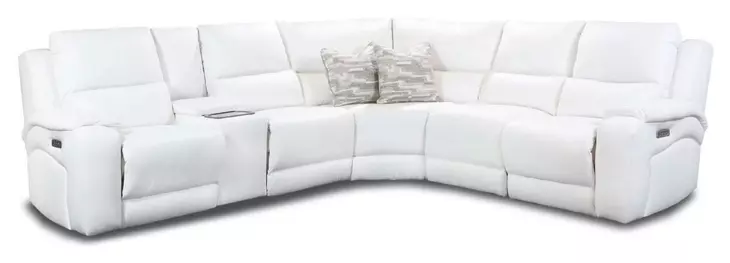 Brookfield White Leather 6 Piece Modular Zero Gravity Triple Power Reclining Sectional with Console and USB Charging