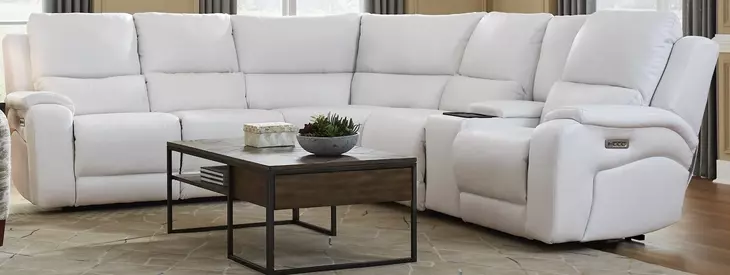 Brookfield White Leather 6 Piece Modular Zero Gravity Triple Power Reclining Sectional with USB Charging