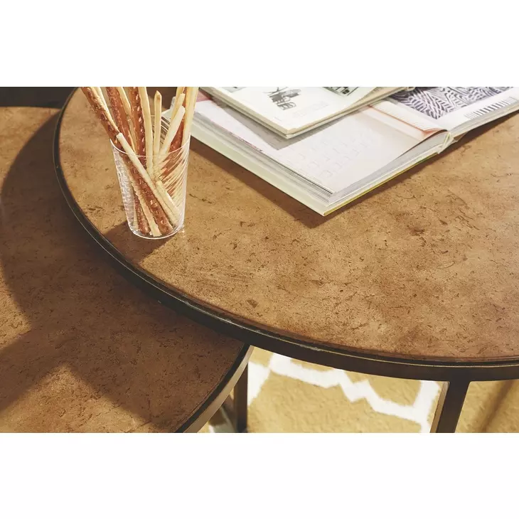 Soho Khaki Travertine Round Cocktail Table