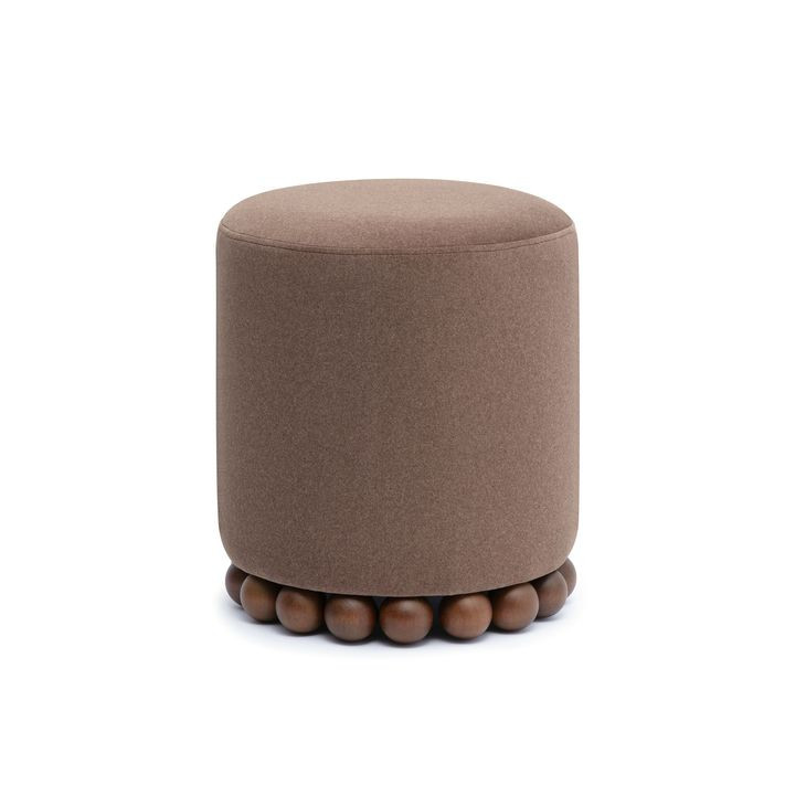 Dex Brown Performance Vegan Mohair Upholstered Round Ottoman