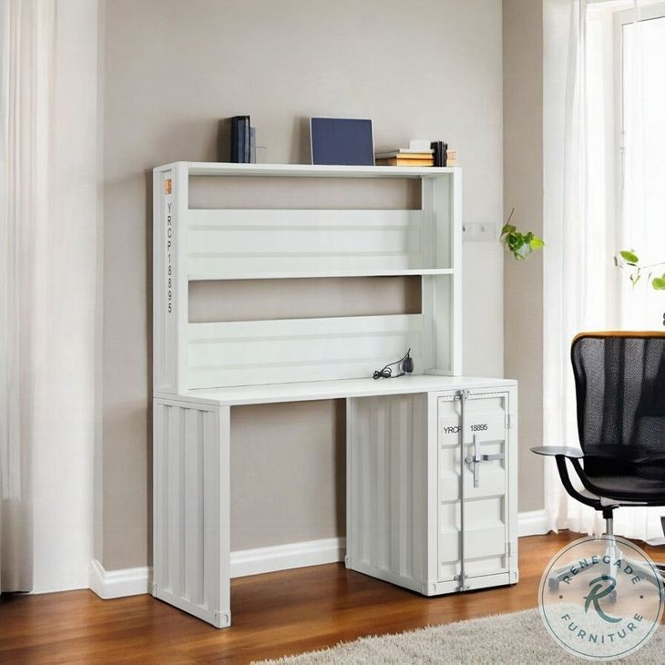 Cargo White 47" Writing Desk with Hutch