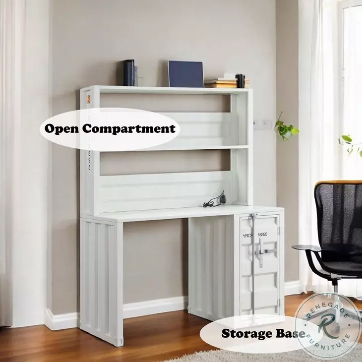 Cargo White 47" Writing Desk with Hutch