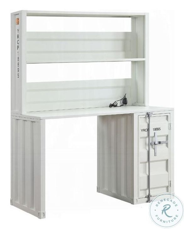 Cargo White 47" Writing Desk with Hutch