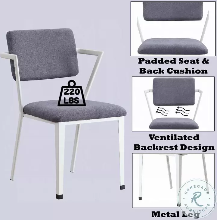 Cargo Gray Fabric and White Office Chair