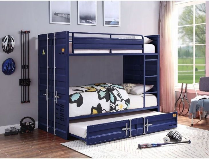 Cargo Blue Twin Over Twin Bunk Bed