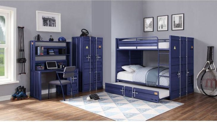 Cargo Blue Twin Over Twin Bunk Bed