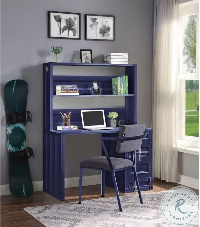 Cargo Gray Fabric and Blue Office Chair