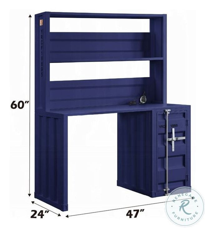 Cargo Blue 47" Writing Desk with Hutch