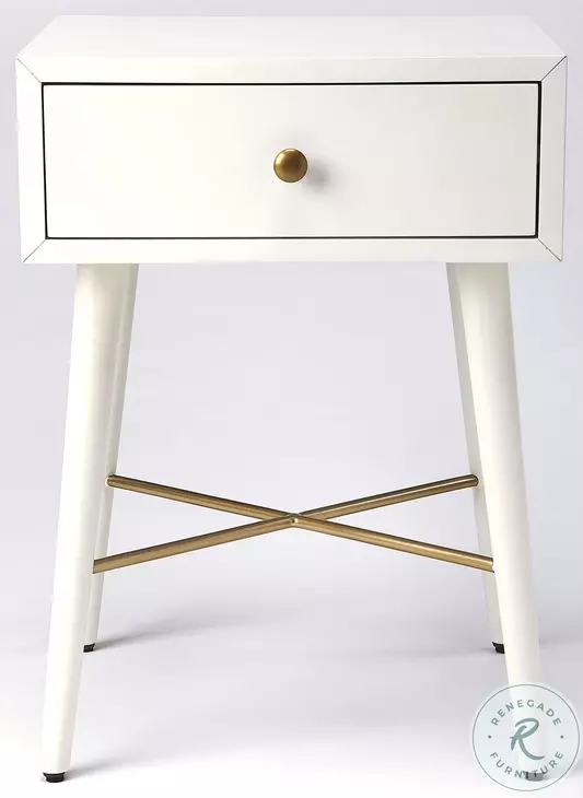 Delridge White And Gold End Table