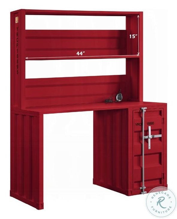 Cargo Red 47" Writing Desk with Hutch