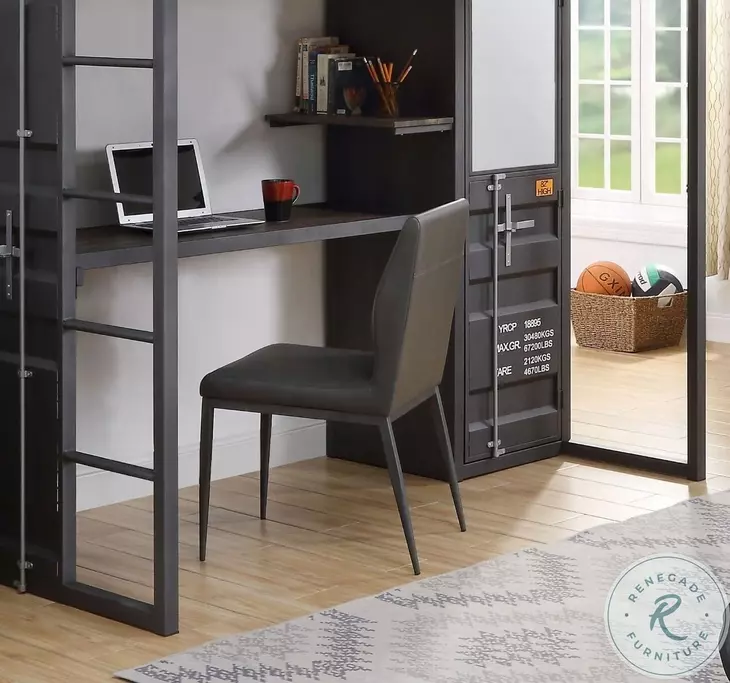 Cargo Gray Synthetic Leather and Gunmetal Chair