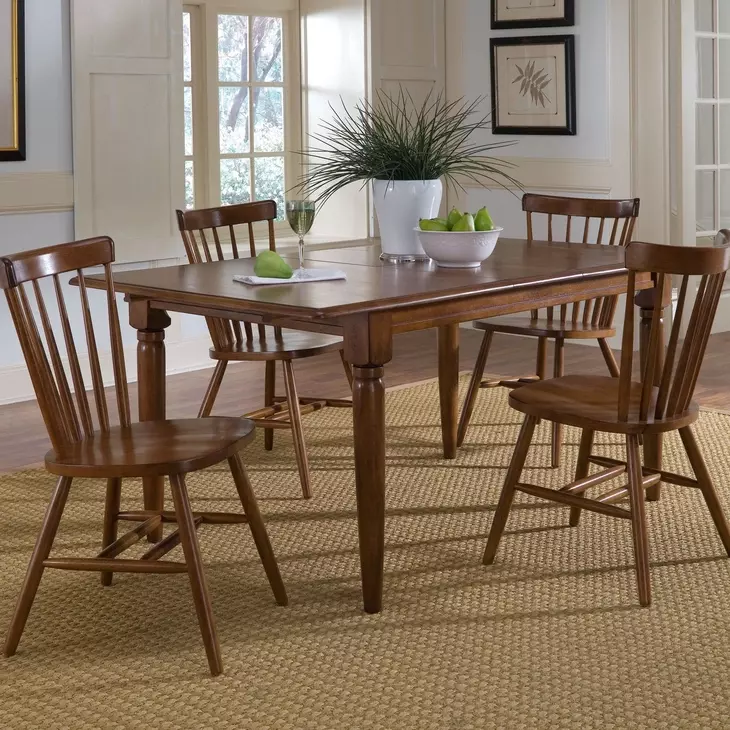Creations Tobacco 5 Piece Extendable Butterfly Leaf Dining Set