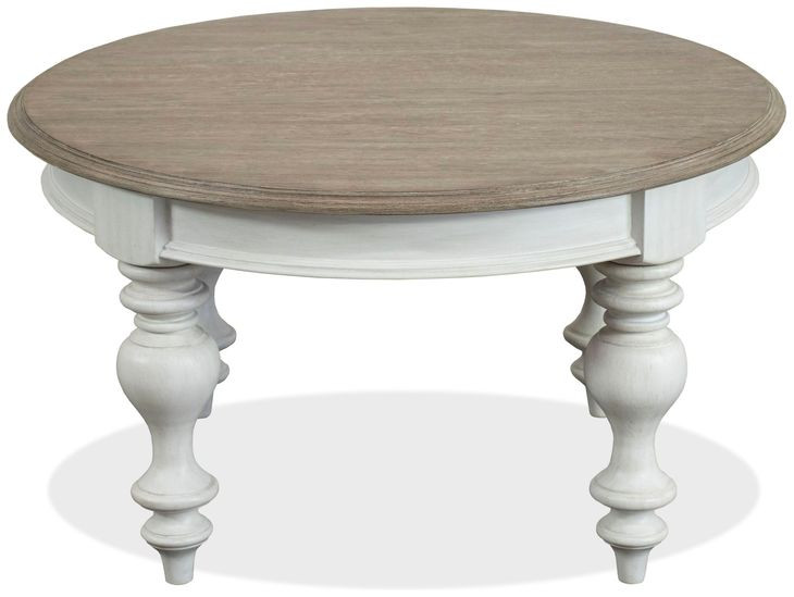 Jameson Pale Taupe and Antique Oak Round Cocktail Table