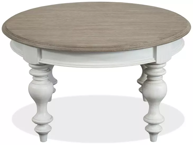 Jameson Pale Taupe and Antique Oak Round Cocktail Table