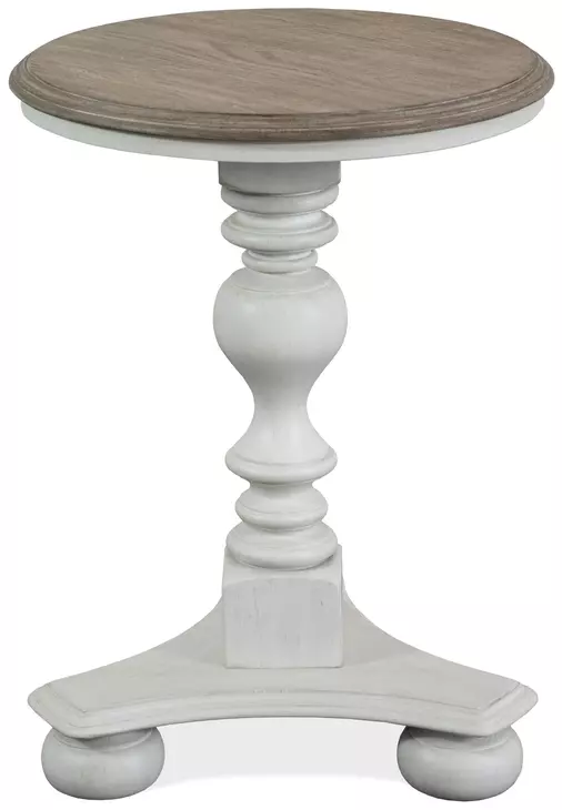 Jameson Pale Taupe and Antique Oak Round End Table