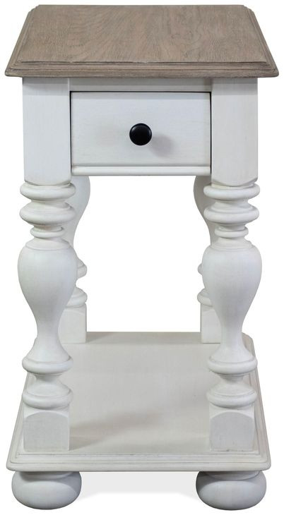 Jameson Pale Taupe and Antique Oak Rectangular Chairside Table