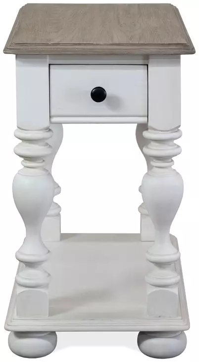 Jameson Pale Taupe and Antique Oak Rectangular Chairside Table