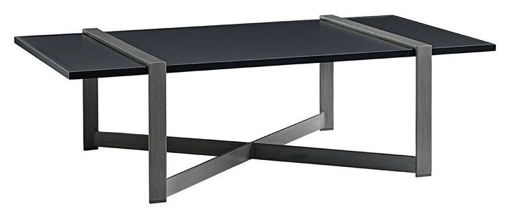 Del Mar Satin Black and Platinum Gray Rectangular Cocktail Table