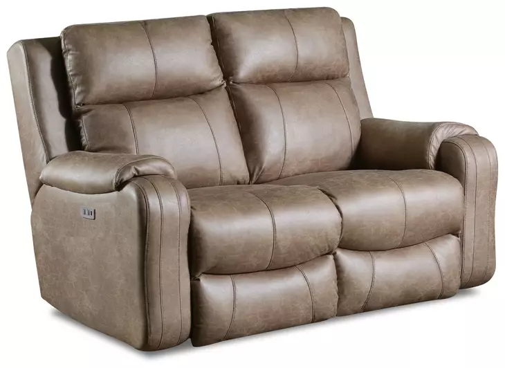Contour Cocoa 60" Power Reclining Loveseat with Power Headrest and USB Charging