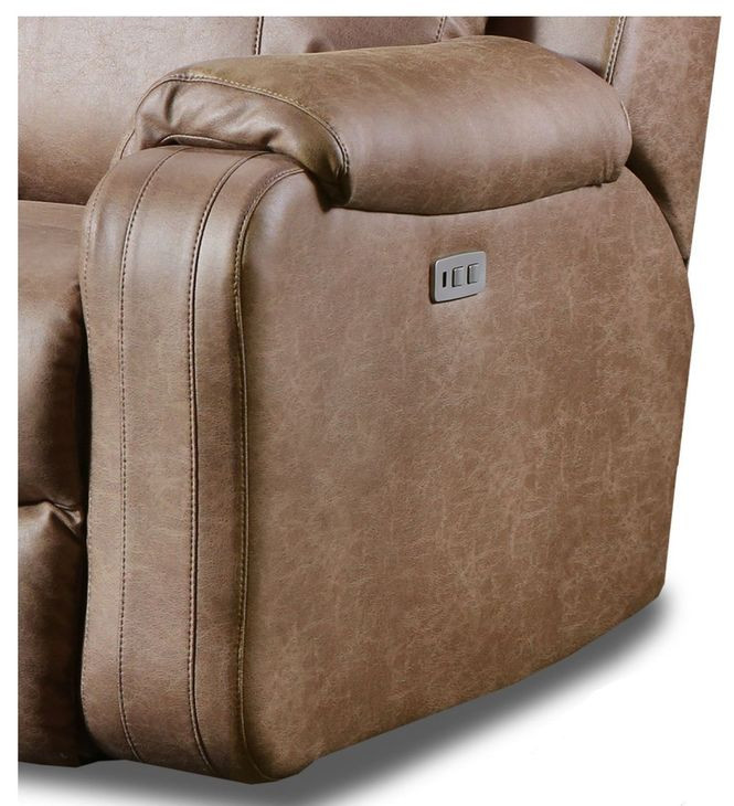 Contour Cocoa 74" Power Reclining Loveseat with Console and USB Charging