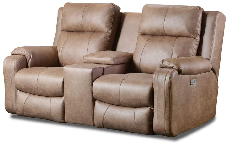 Contour Cocoa 74" Power Reclining Loveseat with Console and USB Charging
